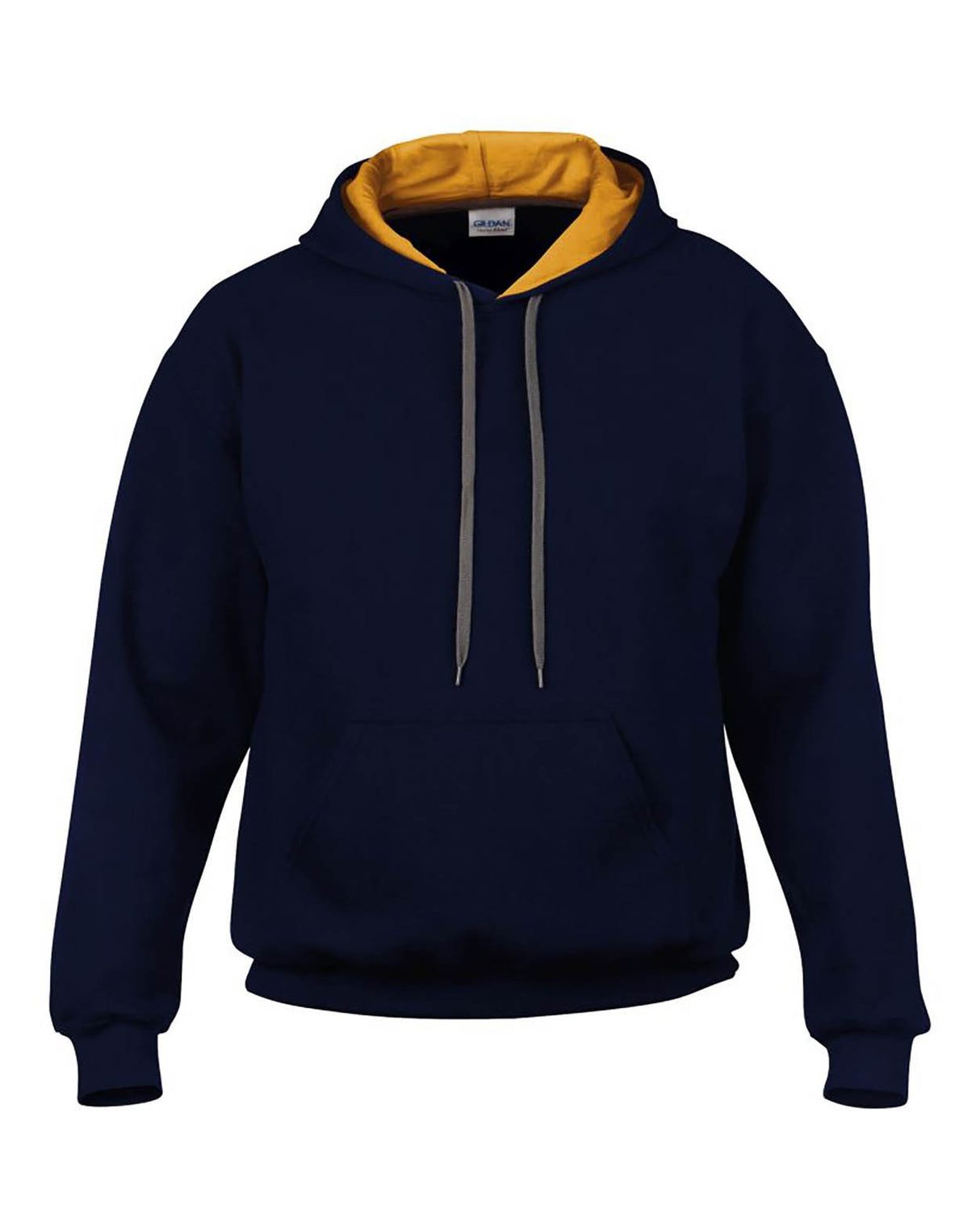 Gildan GD55 Men Hooded Sweatshirt Contrast Navy/Gold Size - XL