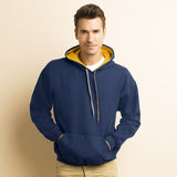 Gildan GD55 Men Hooded Sweatshirt Contrast Navy/Gold Size - XL