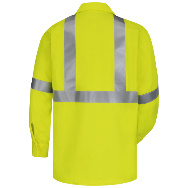 Bulwark SMW4HV Hi-Visibility Yellow Arc Flame Resistant Long Sleeve Work Shirt