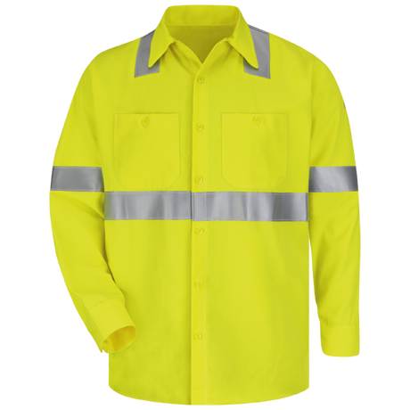 Bulwark SMW4HV Hi-Visibility Yellow Arc Flame Resistant Long Sleeve Work Shirt