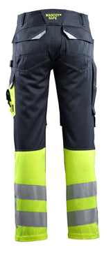 Mascot 15679 Leeds Men Hi Vis Triple Stitched Fneepad Work Trousers, Size - 40" Short