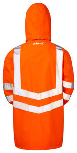 PULSAR Pulsarail PR499 Rail Spec Hi-Vis Orange Breathable Storm Coat Size XL