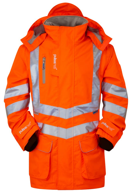PULSAR Pulsarail PR499 Rail Spec Hi-Vis Orange Breathable Storm Coat Size XL
