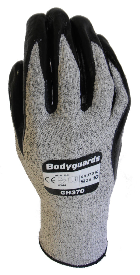 Polyco Bodyguard GH370 Level 5  Cut Resistant Gloves Nitrile Palm Coating