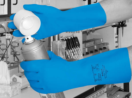 Polyco Nitri-Tech III Flock Lined Blue Nitrile Synthetic Rubber Glove