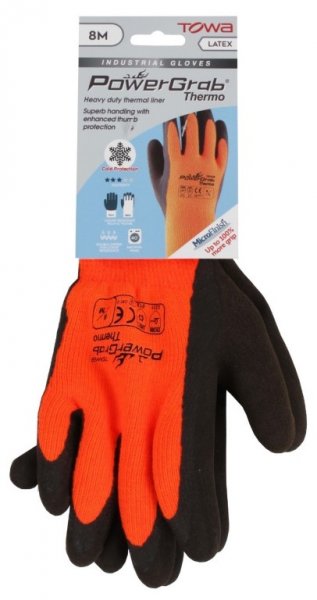 Towa PowerGrab Thermo 335 Work Gloves Latex Coated Cold Protection Size 10