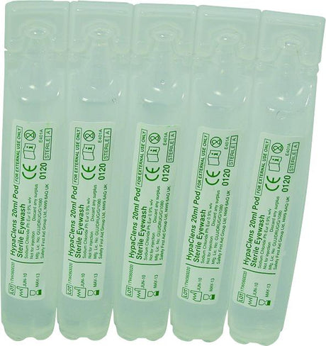 HypaClens Eyewash Pods 20ml 0.9% Sterile Saline Solution Emergency Eye Care Box of 25