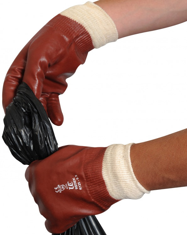 Ultimate Industrial R125 PVC Fully Coated Knitted Wrist Red Work Gloves