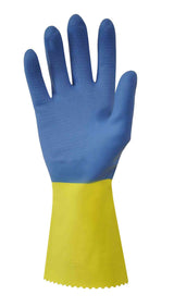 Polyco Duo Plus 60 Double Dipped Latex Glove Yellow Blue