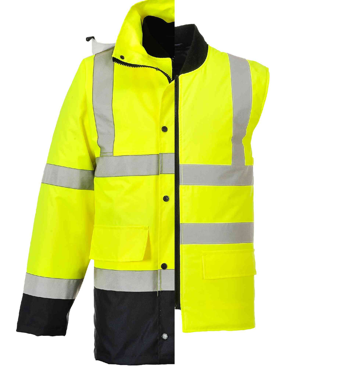 Portwest S471 Hi Vis 4-in-1 Traffic Jacket & Bodywarmer  Waterproof Yellow