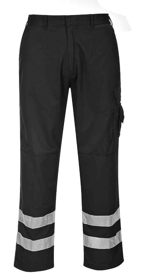 Portwest S917 Iona Polycotton Reflective Tapes Work Combat Trousers Black Size XL