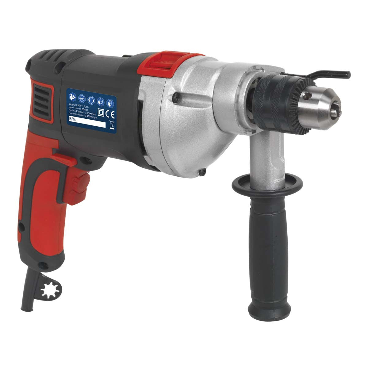Sealey SD800 Hammer Drill 13mm Variable Speed With Reverse 850W/230V