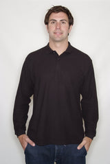 Fruit of the Loom SS24 Men Polo Shirt Long Sleeve Black Size L