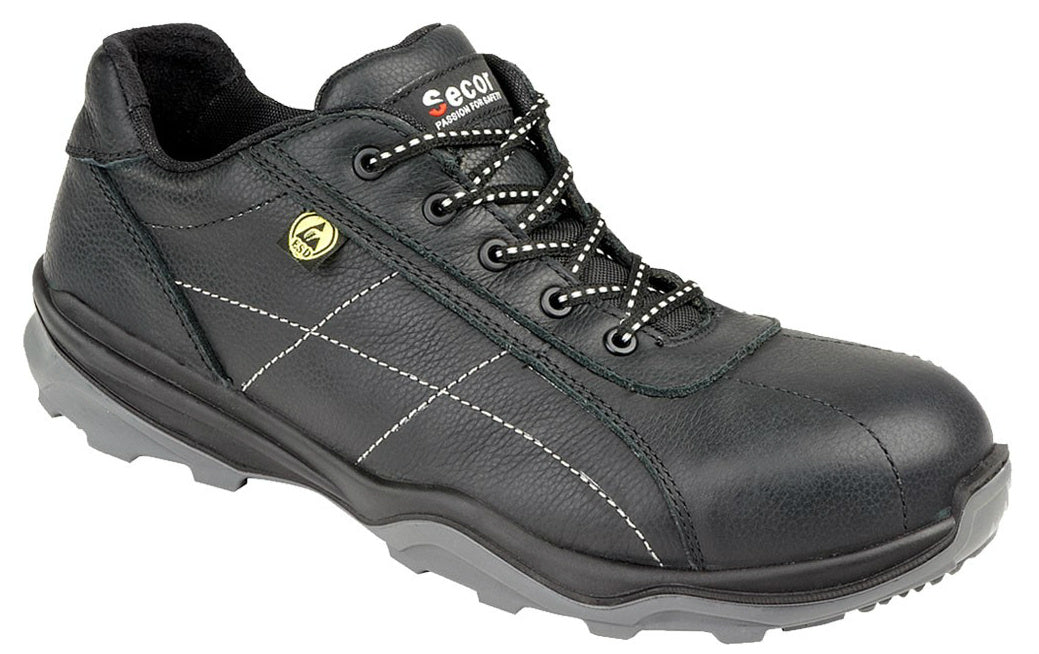 Secor Beat Metal Free ESD Black Leather Safety Shoes, Size - UK 9