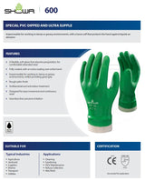 Showa 600 Fully Coated PVC Glove Cotton Liner