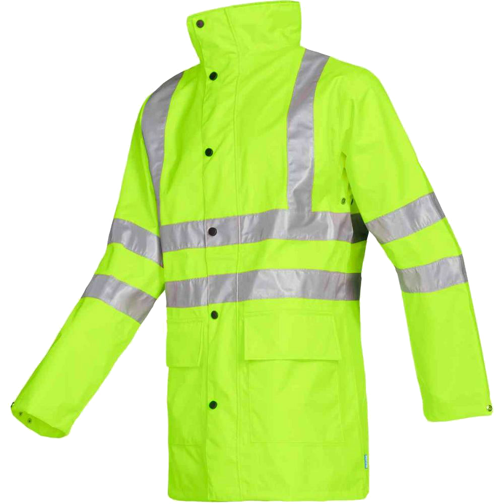 Sioen Monoco Hi-Vis Rain Jacket Waterproof PU Coating Large