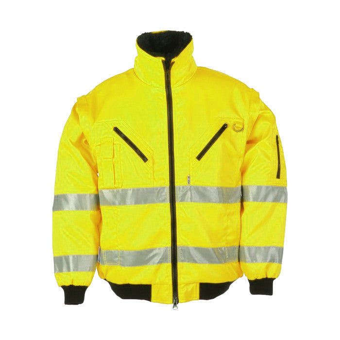 Sioen 029A Sparrow Hi Vis Winter Pilot Jacket Fur Collar Detachable Sleeves Yellow