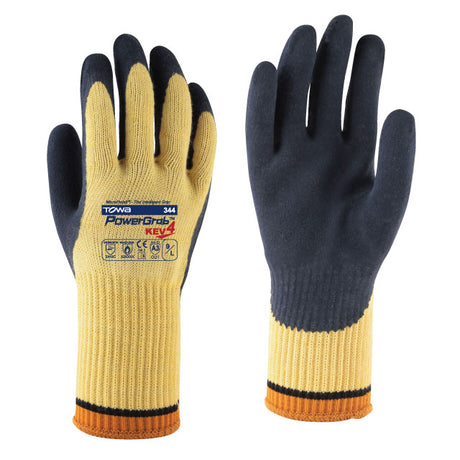 Towa 344 PowerGrab KEV4 Work Gloves Cu4 4 Resistant Latex Coated Size 10