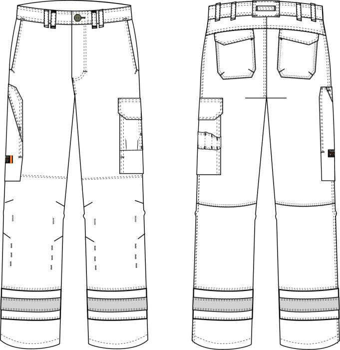 Tranemo 6020 Tera Men FR Trousers Metal-Free Arc Flash Protection High Visibility Stripes