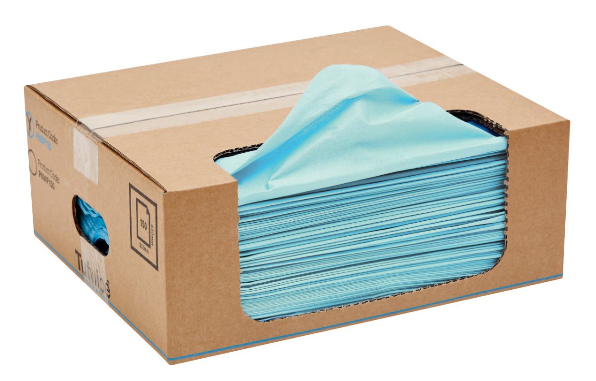 TufWipe PNBF150 Folded Cleaning Tissues Blue - Box of 150