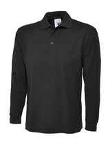 Uneek UC113 Men Polo Shirt Long Sleeve Polycotton Black