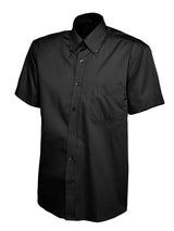 Uneek UC702 Men’s Pinpoint Oxford Shirt Half Sleeve Black