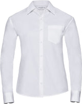Russell Collection 936F Ladies Long Sleeve Shirt White, Size - 12
