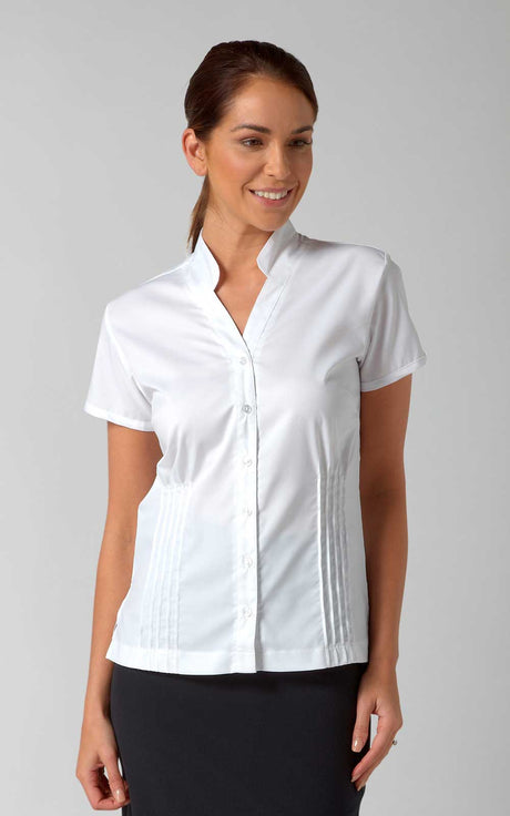 Vortex Design Mia Ladies Short Sleeve White Work Blouse