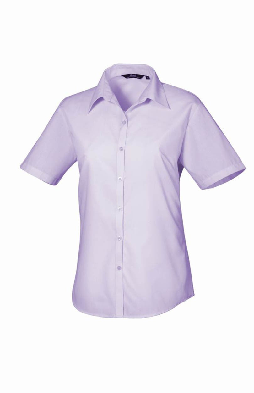 Premier PR302 Ladies Poplin Short Sleeve Blouse Lilac - 12