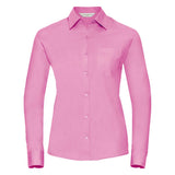 Russell Collection Ladies Shirt Long Sleeve Cotton Poplin Pink, Size - 12