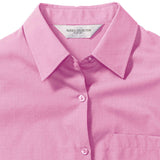 Russell Collection Ladies Shirt Long Sleeve Cotton Poplin Pink, Size - 12