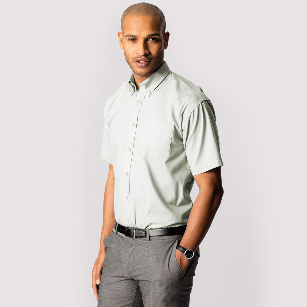 Uneek UC702 Men’s Pinpoint Oxford Shirt Half Sleeve White