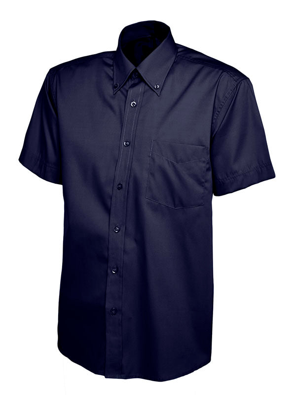 Uneek UC702 Men's Half Sleeve Pinpoint Oxford Shirt - Navy