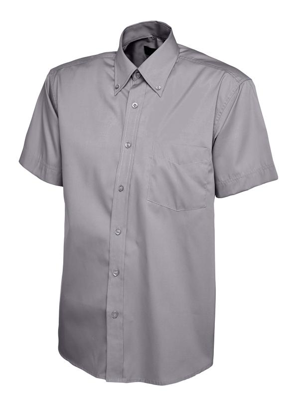 Uneek UC702 Men’s Pinpoint Oxford Shirt Half Sleeve Charcoal