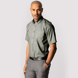 Uneek UC702 Men’s Pinpoint Oxford Shirt Half Sleeve Charcoal