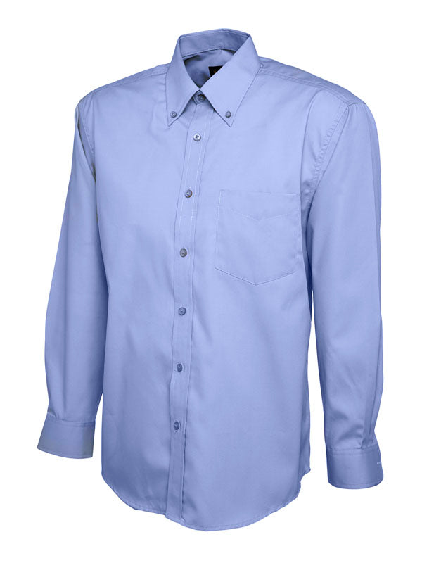 Uneek UC701 Men's Half Sleeve Mid Blue Pinpoint Oxford Shirt