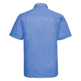 Russell Collection 935M Men Poplin Shirt Short Sleeve Blue