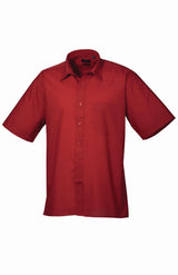 Premier PR201 Men Poplin Shirt Short Sleeve Burgundy