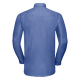 Russell Collection 932M Men Oxford Shirt Long Sleeve Blue, Size - 18.5