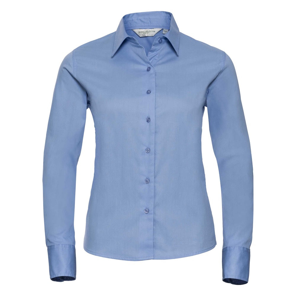 Russell Collection 916F Long Sleeve Sky Blue Ladies Business Shirt