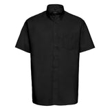Russell Collection 933 Short Sleeve Easy Care Black Men Oxford Shirt