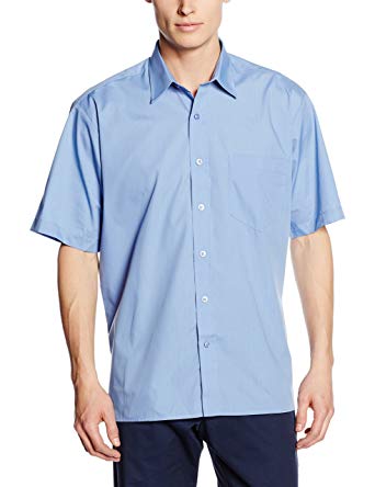 Premier PR202 Men Short Sleeve Mid Blue Poplin Shirt, Size - 15.5