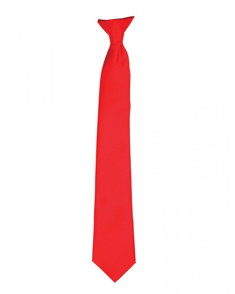 Premier PR755 Unisex Satin Clip-On Tie Red