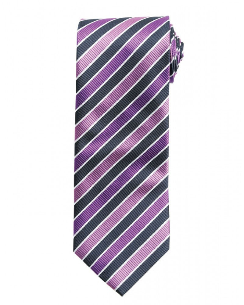 Premier PR766 Men Candy Stripe Tie Navy/Magenta