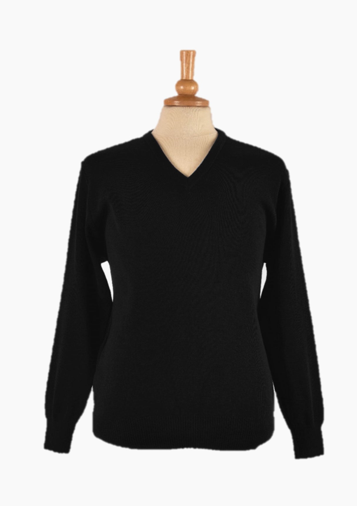 Balmoral Knitwear WAVN V-Neck Long Sleeved Wool Blend Black Pullover, Size - 50