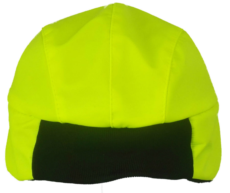 Warm Winter Waterproof Fleece Lined Cap Hi Vis Yellow with Ear Flaps