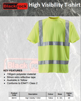 Blackrock 80310 High Visibility T-Shirt Work Security Cycling Sport Short Sleeve