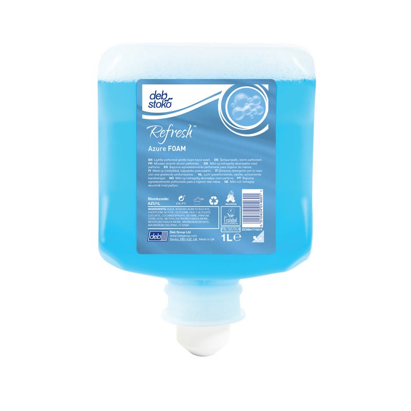 Deb Refresh Azure Lightly Fragranced Gentle Foam Hand Wash 1 Litre Dispenser Refill
