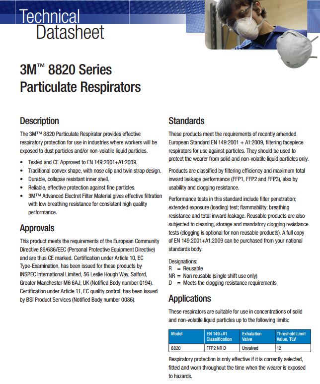 3M 8822 FFP2 Valved Respiratory Mask (10 Pack)