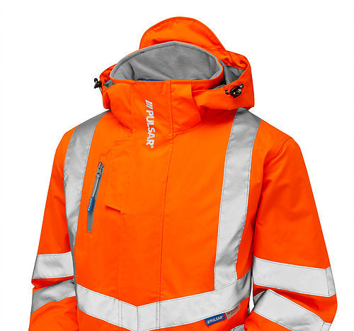 PULSAR Pulsarail PR499 Rail Spec Hi-Vis Orange Breathable Storm Coat Size XL